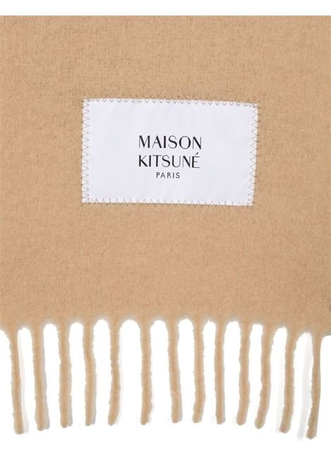 Beige alpaca logo-patch scarf Maison Kitsune - men MAISON KITSUNÉ | LM06206WA0022P242