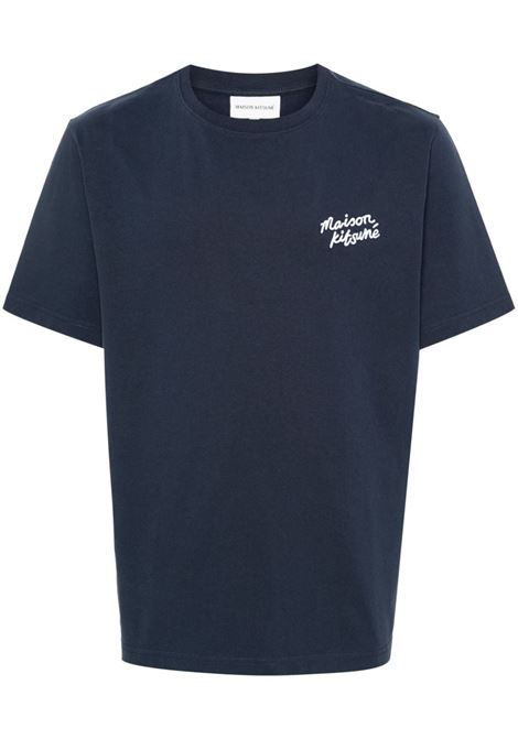 T-shirt con logo in blu di Maison Kitsuné - uomo MAISON KITSUNÉ | MM00126KJ0118P476
