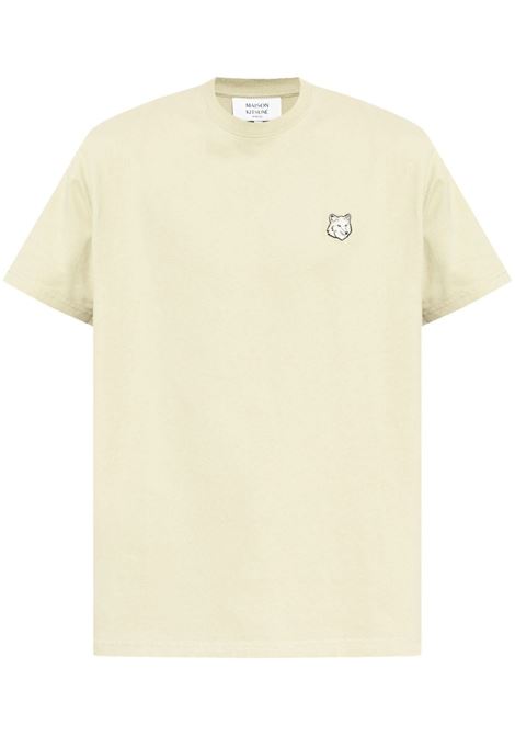 T-shirt con applicazione Bold Fox Head in beige Maison kitsuné - uomo MAISON KITSUNÉ | T-shirt | MM00127KJ0118P129