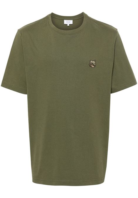 T-shirt con applicazione Bold Fox Head in verde Maison kitsuné - uomo MAISON KITSUNÉ | T-shirt | MM00127KJ0118P384