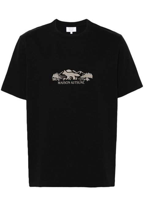 Black Outdoor Profile Fox T-shirt Maison kitsun? - men MAISON KITSUNÉ | T-shirt | NM00112KJ0118P199