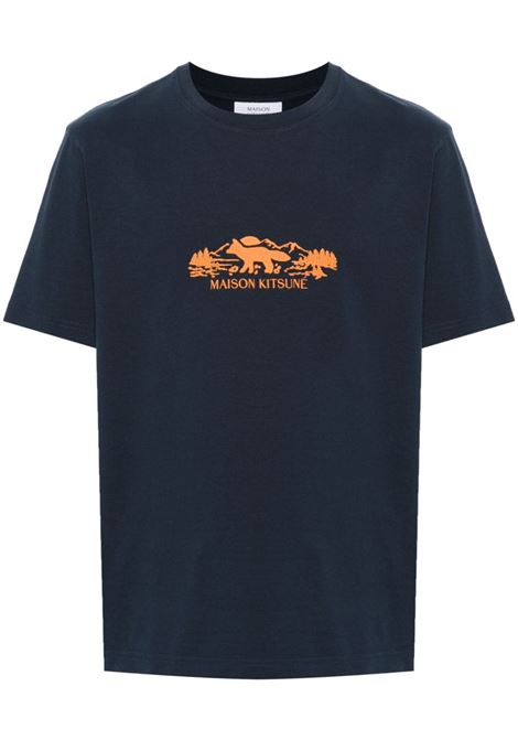 Blue Outdoor Profile Fox T-shirt Maison kitsun? - men MAISON KITSUNÉ | T-shirt | NM00112KJ0118P480