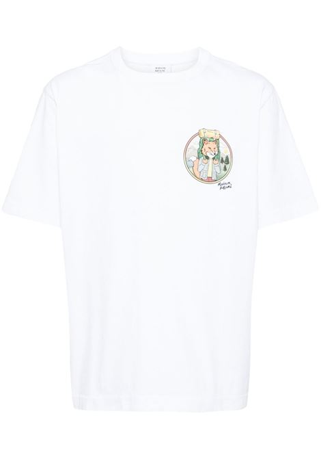 T-shirt Rambling Fox in bianco Maison kitsuné - uomo MAISON KITSUNÉ | T-shirt | NM00113KJ0118P100