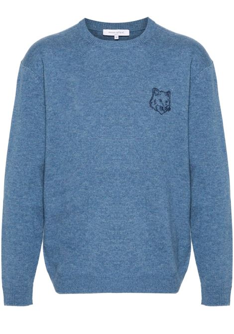 Blue Bold Fox Head Bold Fox Head embroidered sweatshirt Maison kitsun? - men MAISON KITSUNÉ | Sweatshirts | NM00812KT1112H420