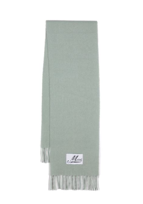 Green logo-patch fringed scarf Marni - men