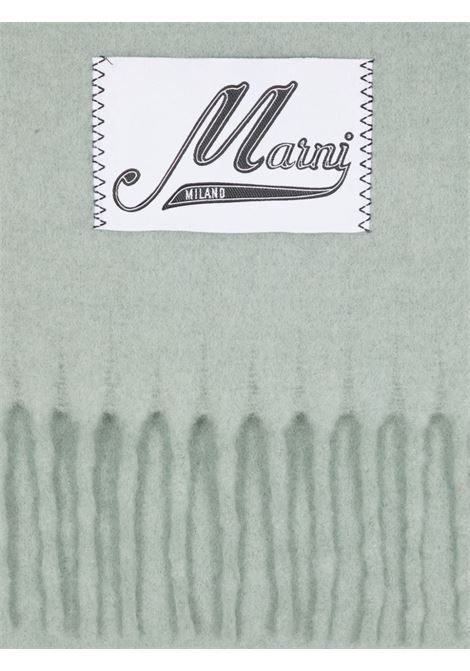 Green logo-patch fringed scarf Marni - men MARNI | ASZC0005A0UTW91800V19