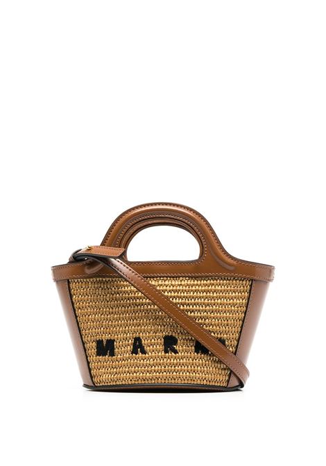 Borsa mini Tropicalia con ricamo in beige e marrone - MARNI donna MARNI | Borse a mano | BMMP0067Q0P386000M50