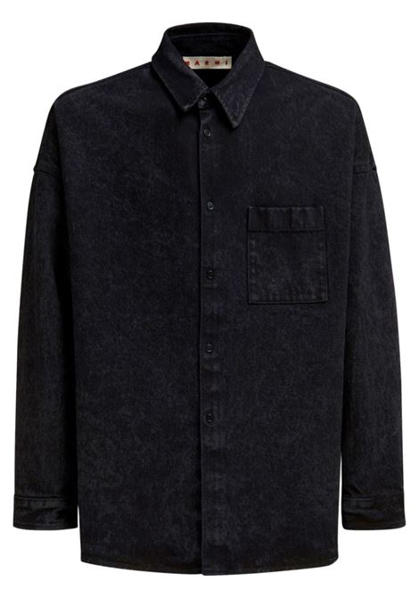 Camicia denim a maniche lunghe in cotone in nero Marni - uomo