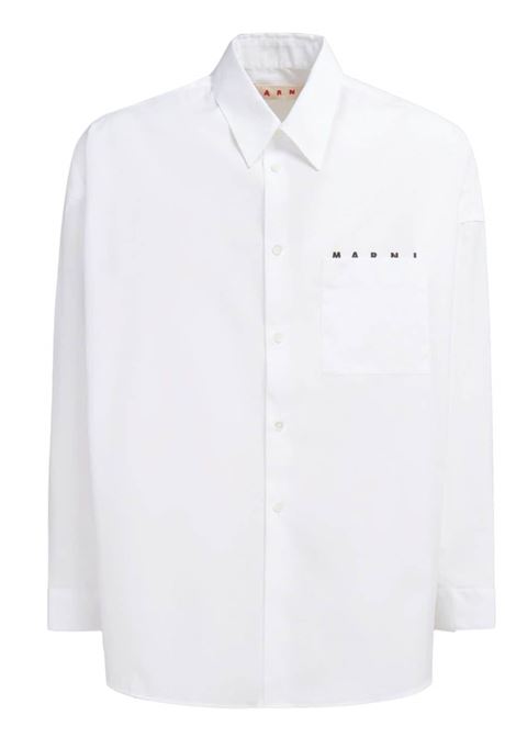 Camicia a maniche lunghe in cotone in bianco Marni - uomo