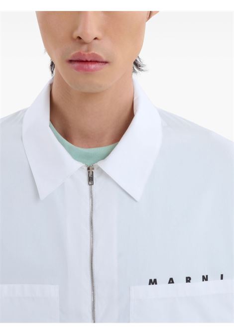 Camicia a maniche lunghe in cotone con zip in bianco Marni - uomo MARNI | CUMU0297P0USCT88LOW01