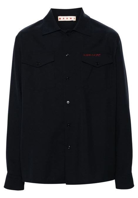 Black long-sleeved cotton shirt Marni - men 