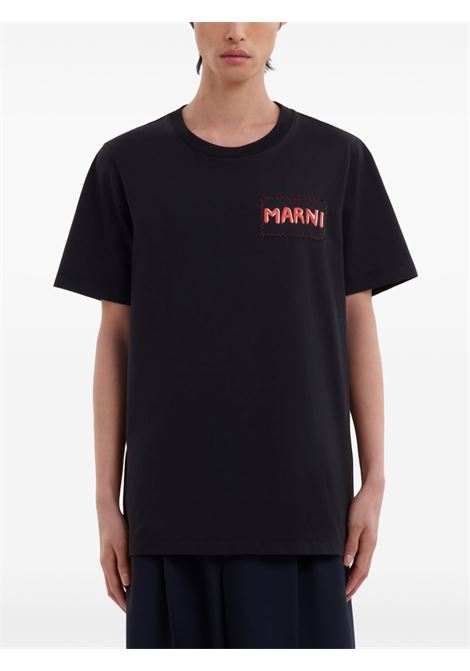 T-shirt a maniche corte con logo in nero Marni - uomo MARNI | HUMU0198X0UTC01700N99