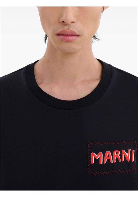 T-shirt a maniche corte con logo in nero Marni - uomo MARNI | HUMU0198X0UTC01700N99