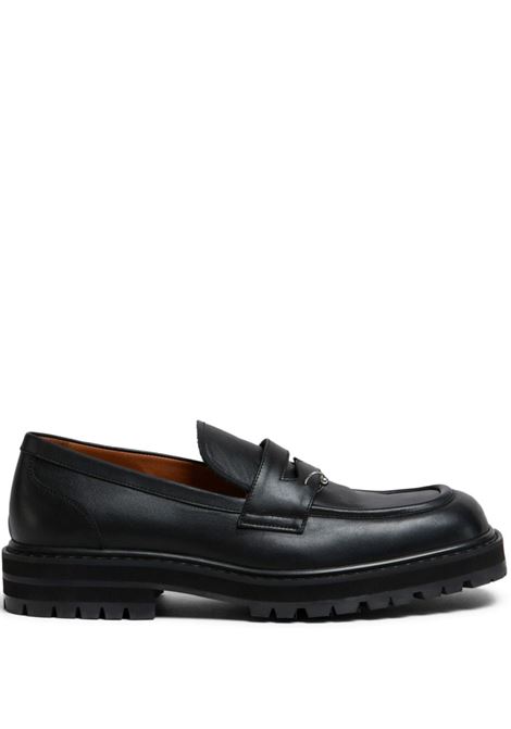 Black ring-embellished loafers Marni - men  MARNI | Loafers | MOMR005903P508800N99