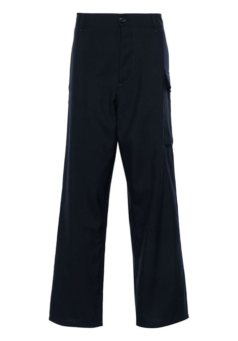 Dark blue logo-embroidered cargo trousers Marni - men