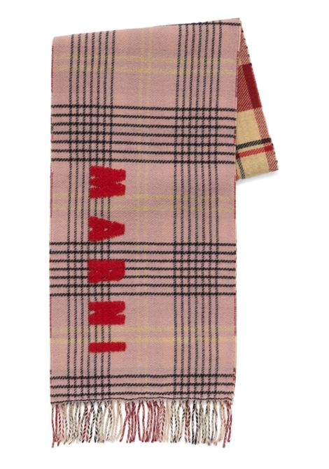 Pink intarsia-knit logo scarf Marni - men MARNI | Scarves | SCMC0119Y0UAW035CHC29