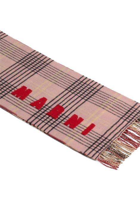 Pink intarsia-knit logo scarf Marni - men MARNI | SCMC0119Y0UAW035CHC29