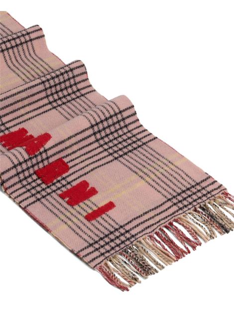 Pink intarsia-knit logo scarf Marni - men MARNI | SCMC0119Y0UAW035CHC29