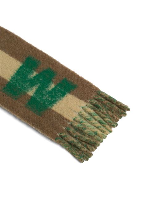 Brown intarsia-knit alpaca wool-blend scarf Marni - men MARNI | SCZC0066Y0UAW033JQW60