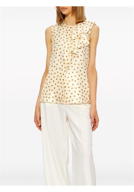 Top Pegli a pois in bianco e marrone di Maxmara - donna MAXMARA | 2421116051600001