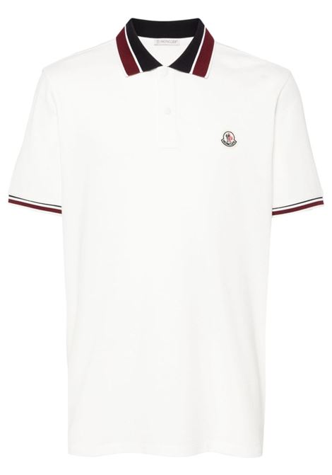 Polo con applicazione logo in bianco Moncler - uomo