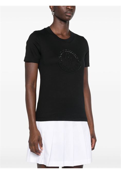 T-shirt con strass in nero di Moncler - donna MONCLER | 8C00017829FB999