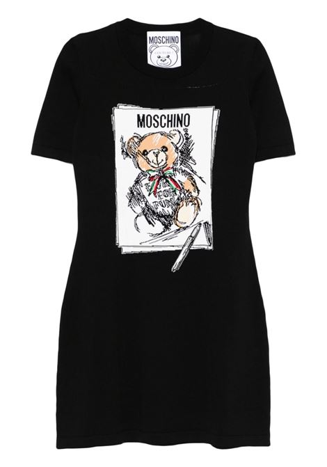 Black Teddy Bear-intarsia dress Moschino - women MOSCHINO | Dresses | 049455060555