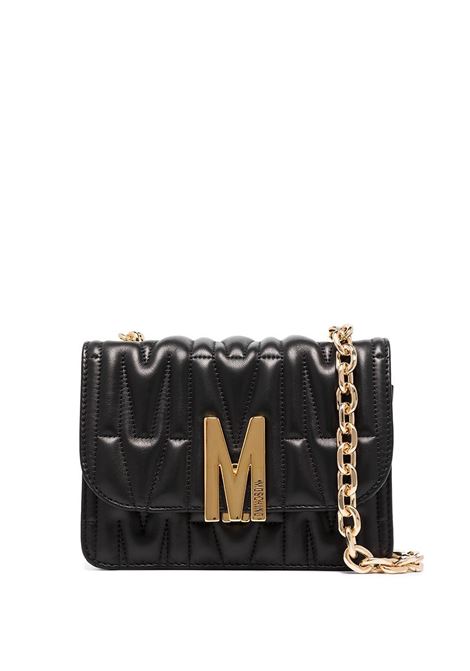 Black M quilted logo shoulder bag Moschino - women