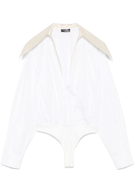 White spiky satin collar bodysuit Mugler - women 