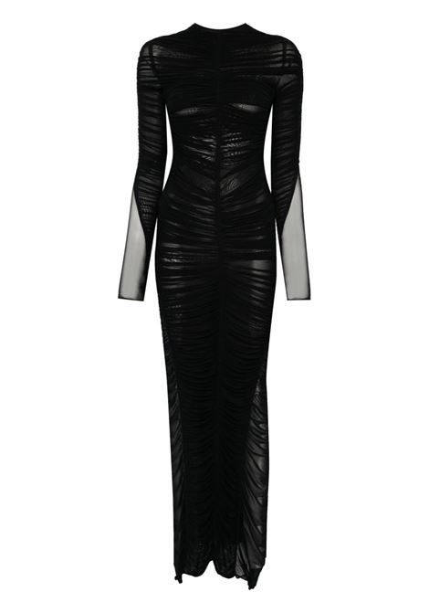 Abito lungo con ruches in nero Mugler - donna