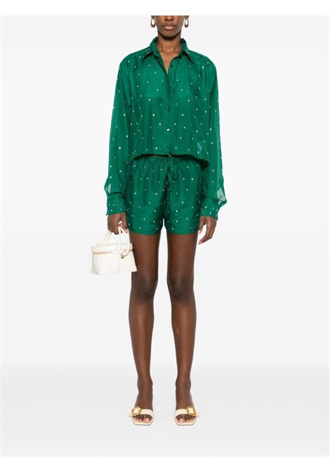 Green crystal-embellished cropped shirt Os?ree - women OSÉREE | GSF246GRN