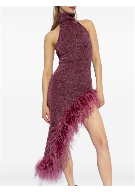 Purple feather-trim asymmetric dress Os?ree - women OSÉREE | LOF246AUBRGN