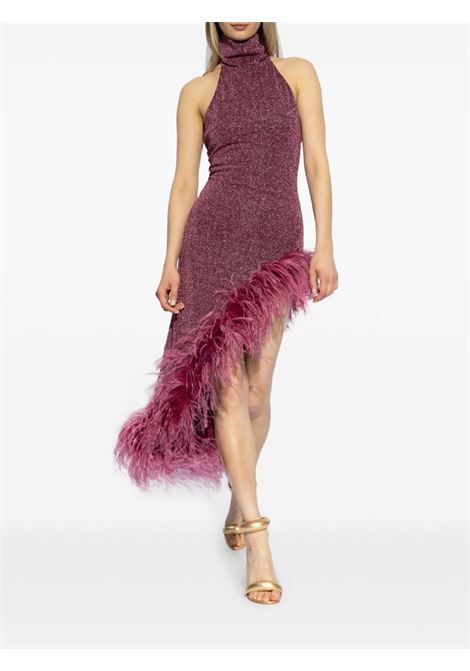 Purple feather-trim asymmetric dress Os?ree - women OSÉREE | LOF246AUBRGN