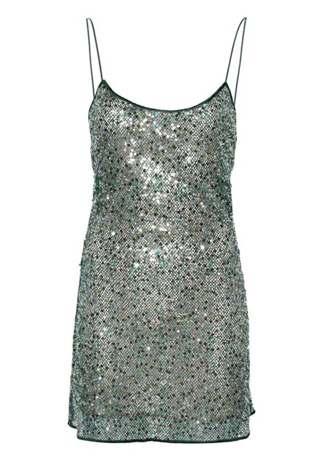 Miniabito con paillettes in verde Oseree - donna