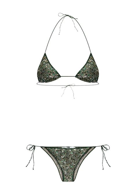 Green sequin-embellished triangle-cup bikini Oseree - women OSÉREE | Swimwear | NTS238GRN