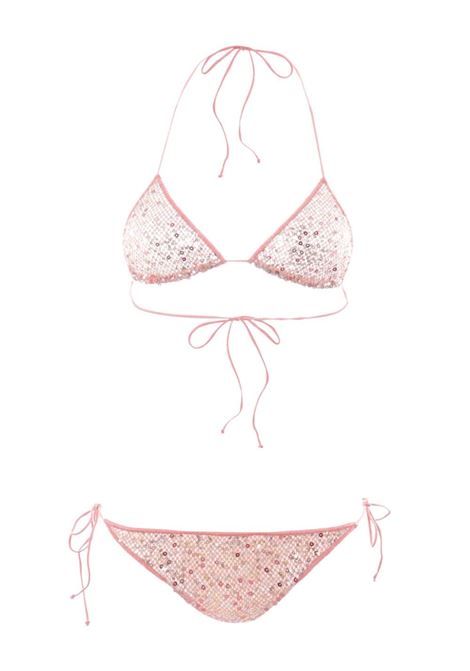 Pink sequin-embellished triangle-cup bikini Oseree - women