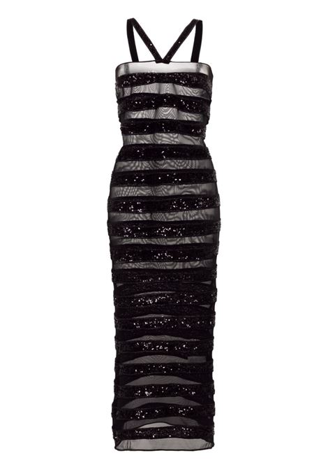 Black sequin-embellished striped maxi dress Oseree - women OSÉREE | Dresses | PDF246BLK