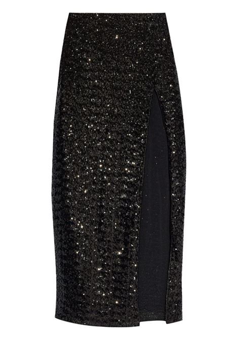 Black high-waisted sequin-embellished midi skirt Os?ree - women