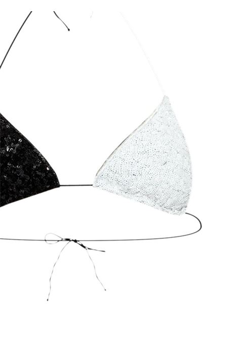 Bikini a triangolo con coppa e paillettes in bianco e nero di Oséree - donna OSÉREE | PTF213BLKWHT