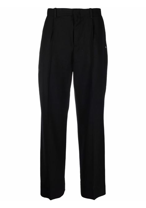 Black straight- leg trousers -  men