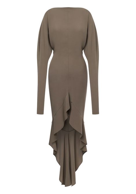 Taupe Draped asymmetric midi dress Philosophy di Lorenzo Serafini - women