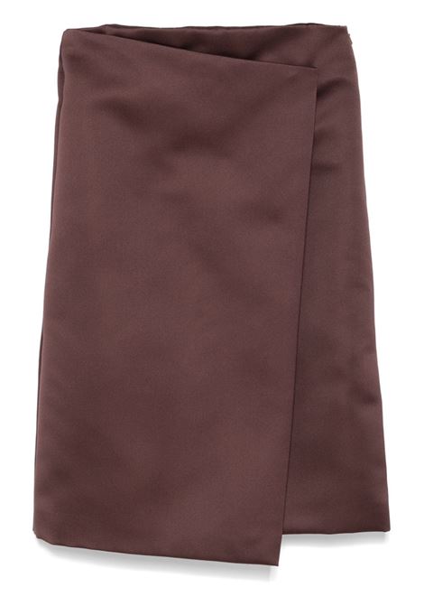 Brown satin wrap mini dress Philosophy di Lorenzo Serafini - women PHILOSOPHY DI LORENZO SERAFINI | Dresses | 042071350194