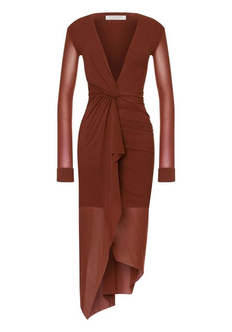 Brown V-neck twist-detail dress Philosophy di Lorenzo Serafini - women PHILOSOPHY DI LORENZO SERAFINI | Dresses | 045057180108