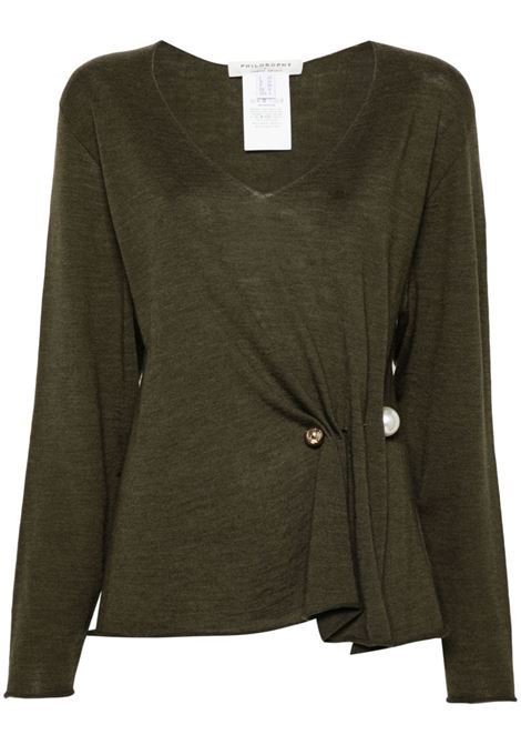 Dark green pearl detailed wool sweater Philosophy di Lorenzo Serafini - women PHILOSOPHY DI LORENZO SERAFINI | 092071000440