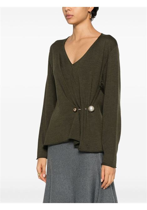 Dark green pearl detailed wool sweater Philosophy di Lorenzo Serafini - women PHILOSOPHY DI LORENZO SERAFINI | 092071000440