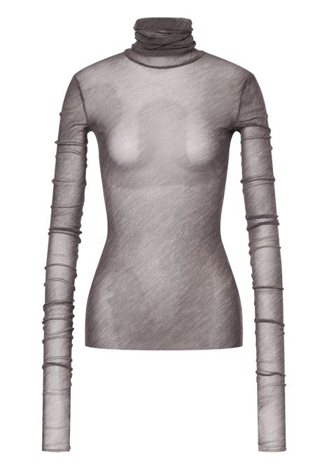 Top semi trasparente a collo alto in grigio chiaro Philosophy di Lorenzo Serafini - donna PHILOSOPHY DI LORENZO SERAFINI | Maglie | 120357380509