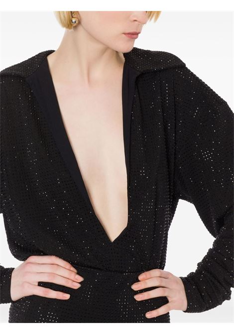 Black rhinestoned V-neck blouse Philosophy di Lorenzo Serafini - women PHILOSOPHY DI LORENZO SERAFINI | 120457250555