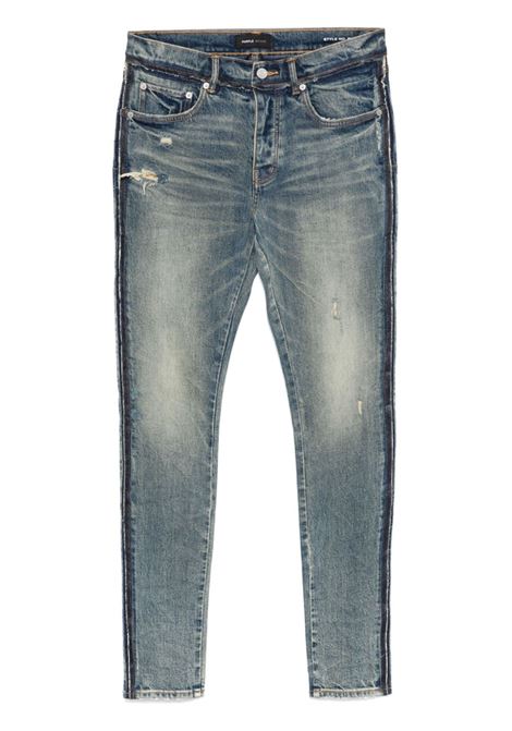 Jeans skinny con effetto vissuto in blu Purple - uomo