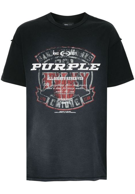 Black logo-print T-shirt Purple - men PURPLE | T-shirt | P101JWBS424BLK