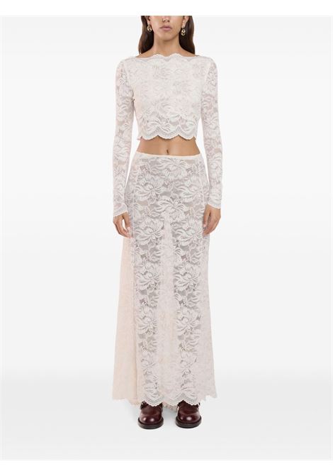 Ivory lace midi skirt Rabanne - women  RABANNE | 24AJJU598PA0170P105